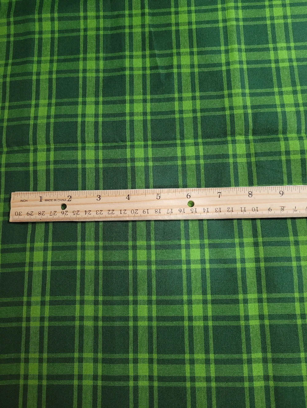 Green Plaid Fabric Panel - Bright Lime & Forest Green 1 Yard (0790/0791)